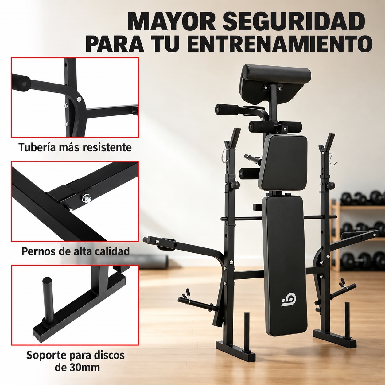 BANCO SOPORTE DE BARRA MULTIPOSICION CON APERTURAS ES-5432 - Image 7